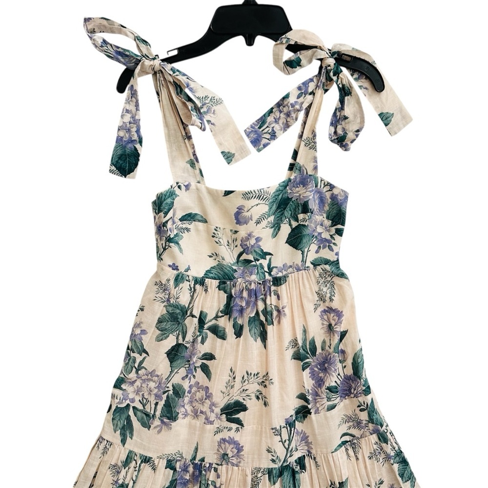 Zimmermann Cassia Tiered Hydrangea Print Tie Shoulder Maxi Dress Size 1 | US 6 - Picture 8 of 16